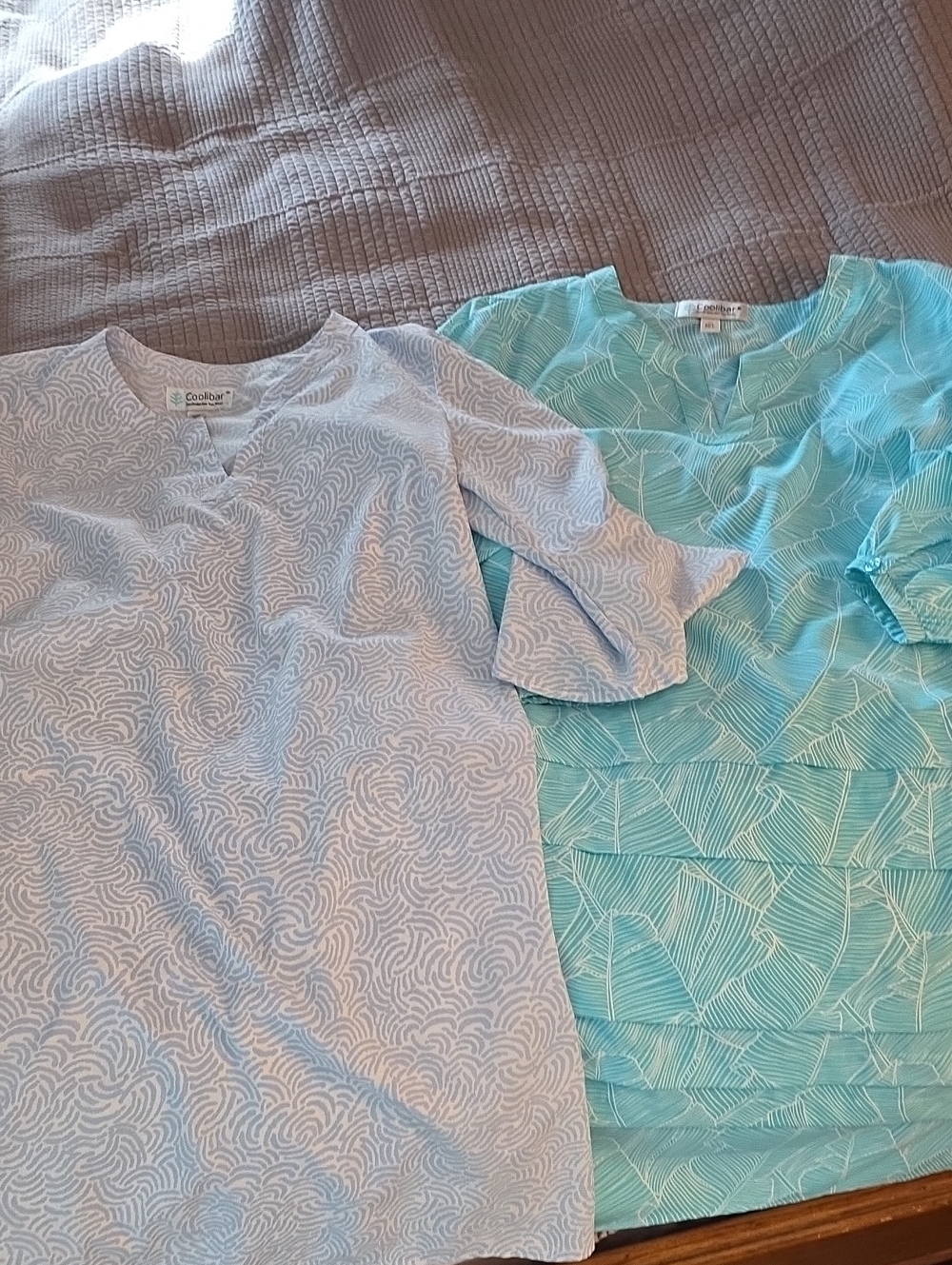 Coolibar Medium Womens Aqua & Light Blue Printed Cover Ups - Pack of 2